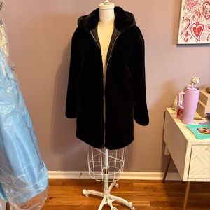 Mango Black faux fur coat